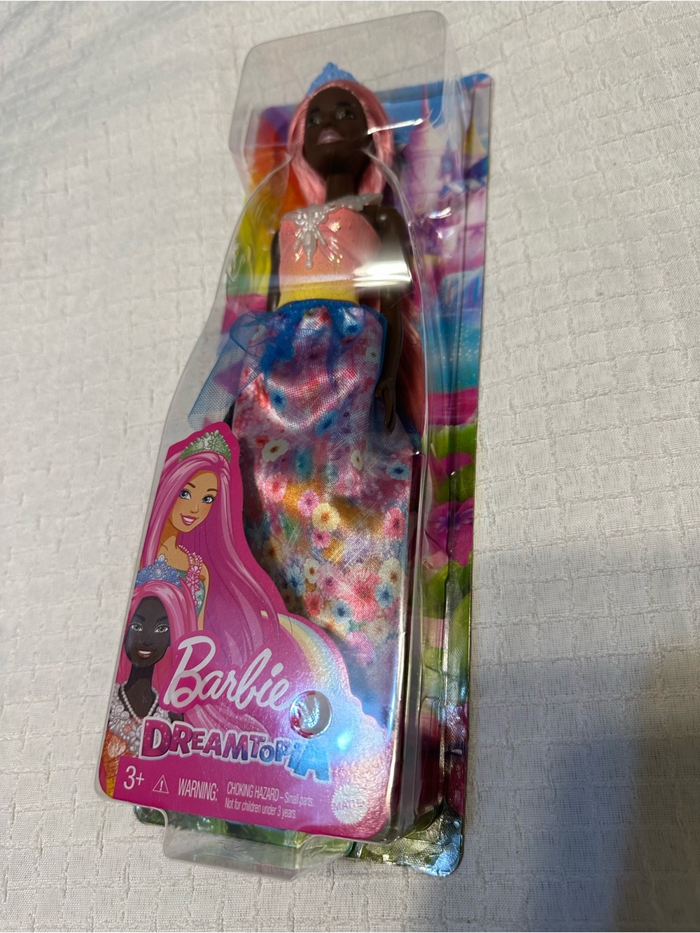 Barbie Doll Dreamtopia with Pink Hair and Blue-Purple Floral Gown